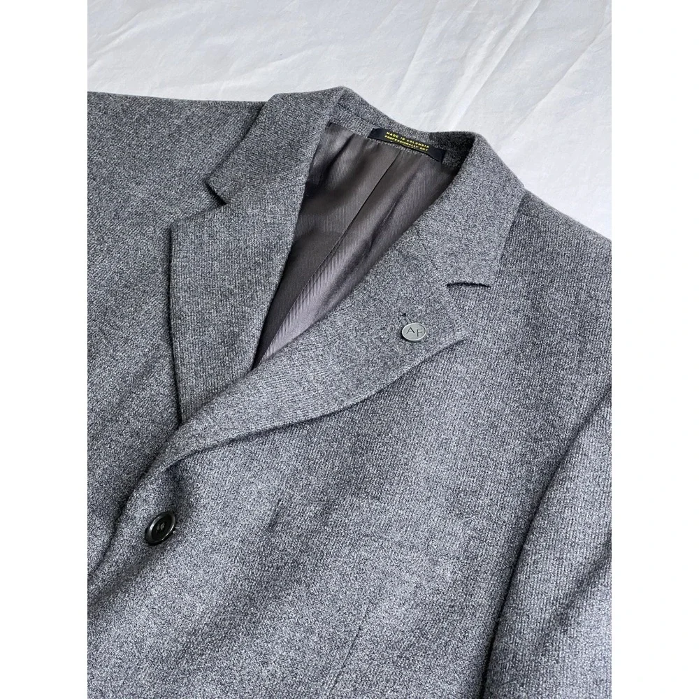 Andrew Fezza New York Gray Worsted Wool‎ Cashmere Blazer Mens 42R